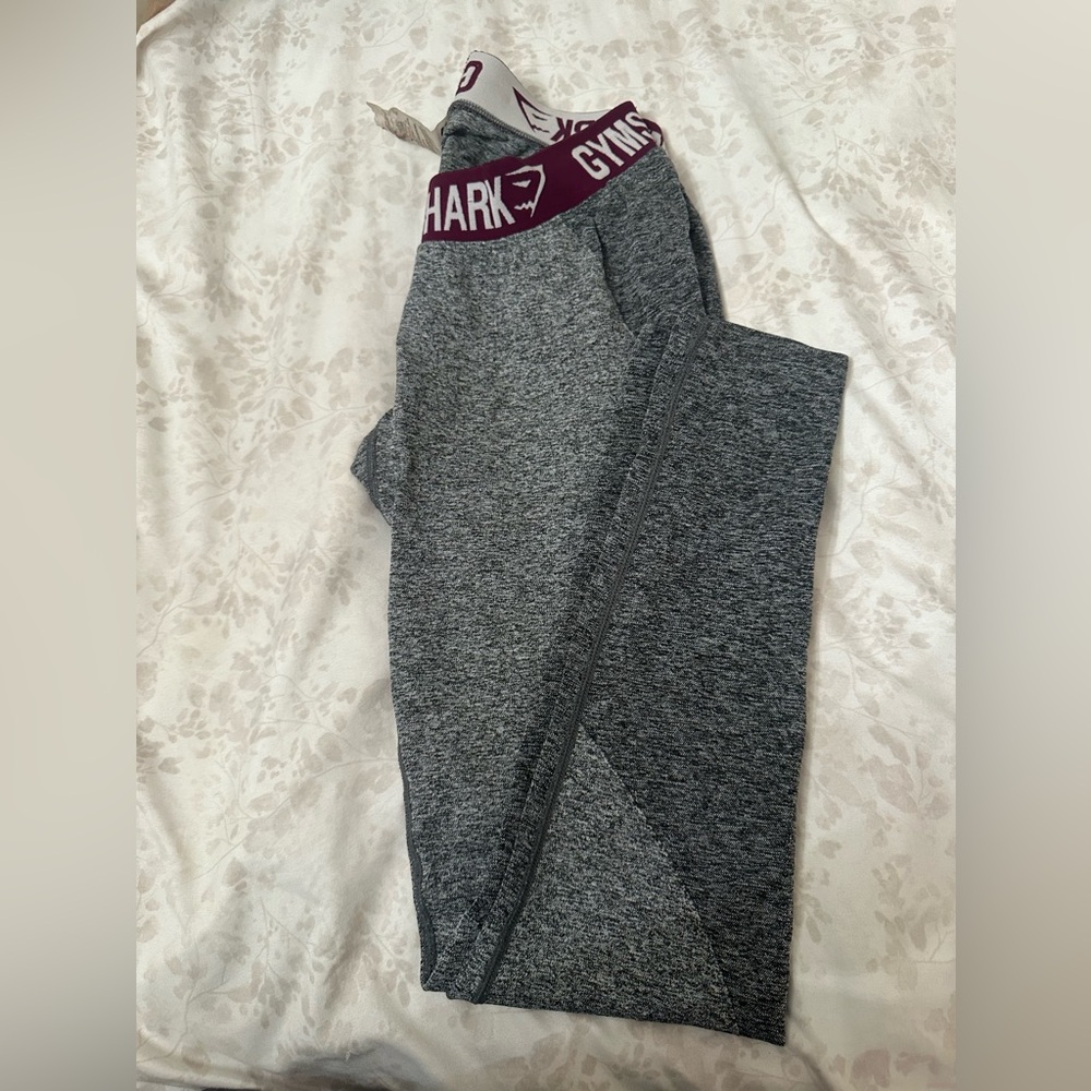 Gymshark Gray workout leggings with purple lining